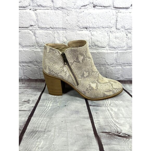 BC Born in California snale print leather ankle boots sz 7 light beige tan - Picture 2 of 7